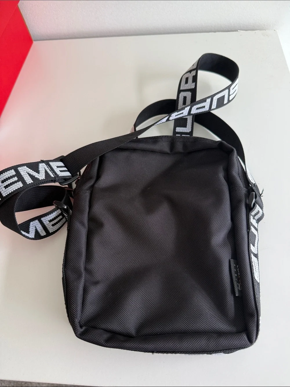Supreme Black Small Messenger Bag with Logo Strap